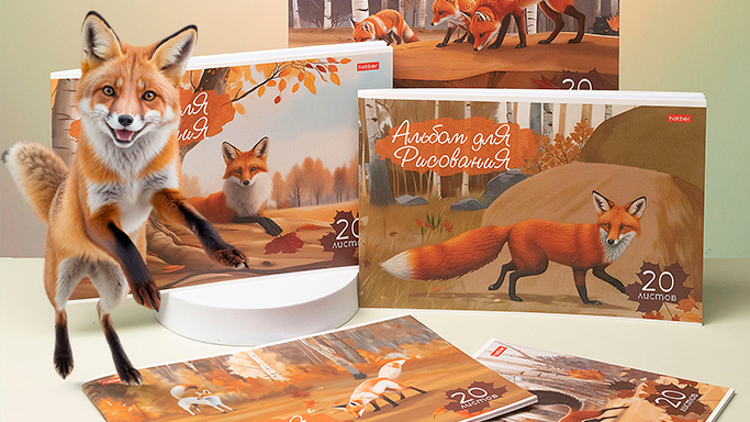 Встречайте новинку: альбомы для рисования «Рыжие лисички» с тактильным тиснением<