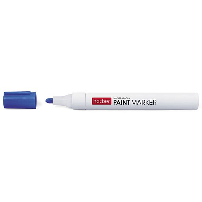 Маркер-краска "Hatber", 2мм, закруглённый пишущий узел, металлический корпус, синий