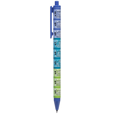 Набор ручек шариковых автоматических "Hatber 2х2", 0,7мм, синяя, цветной корпус с таблицей умножения, 6шт в картонной упаковке