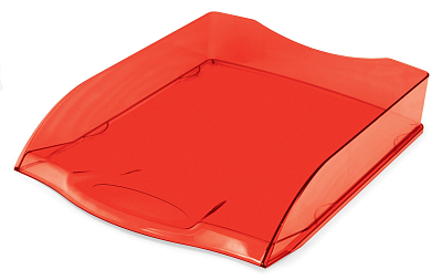 Лоток пластиковый горизонтальный для документов А4 "Hatber", 340x280x70мм, тонированный, красный