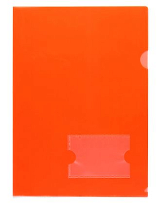 Папка-уголок пластиковая "Hatber", А4, 180мкм, с карманом для визитки, красная