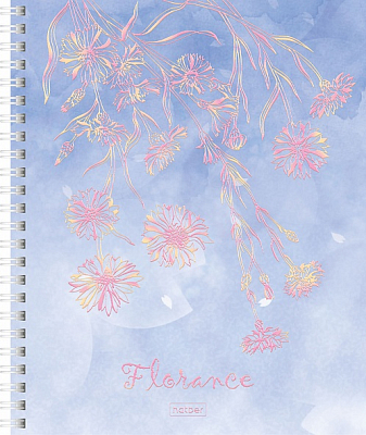 Тетрадь "Hatber", 96л, А5, клетка, 3D фольга, ламинация, на гребне, серия "Florance"