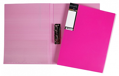 Папка пластиковая "Hatber HD", А4, 700мкм, корешок 14мм, металлический зажим, серия "Diamond Neon - Розовая"