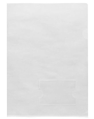 Папка-уголок пластиковая "Hatber", А4, 180мкм, с карманом для визитки, прозрачная
