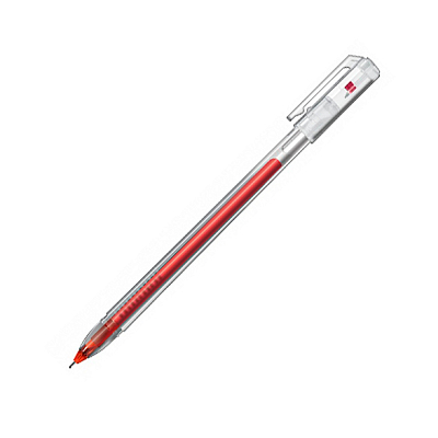 Ручка гелевая "Hatber Pin", 0,5мм, красная, прозрачный корпус