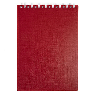Блокнот "Hatber", 80л, А5, клетка, пластиковая обложка, на гребне, серия "Canvas - Красный"