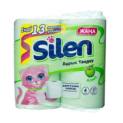 Туалетная бумага "Silen", 2 слоя, яблоко, упакованы по 12 рулонов